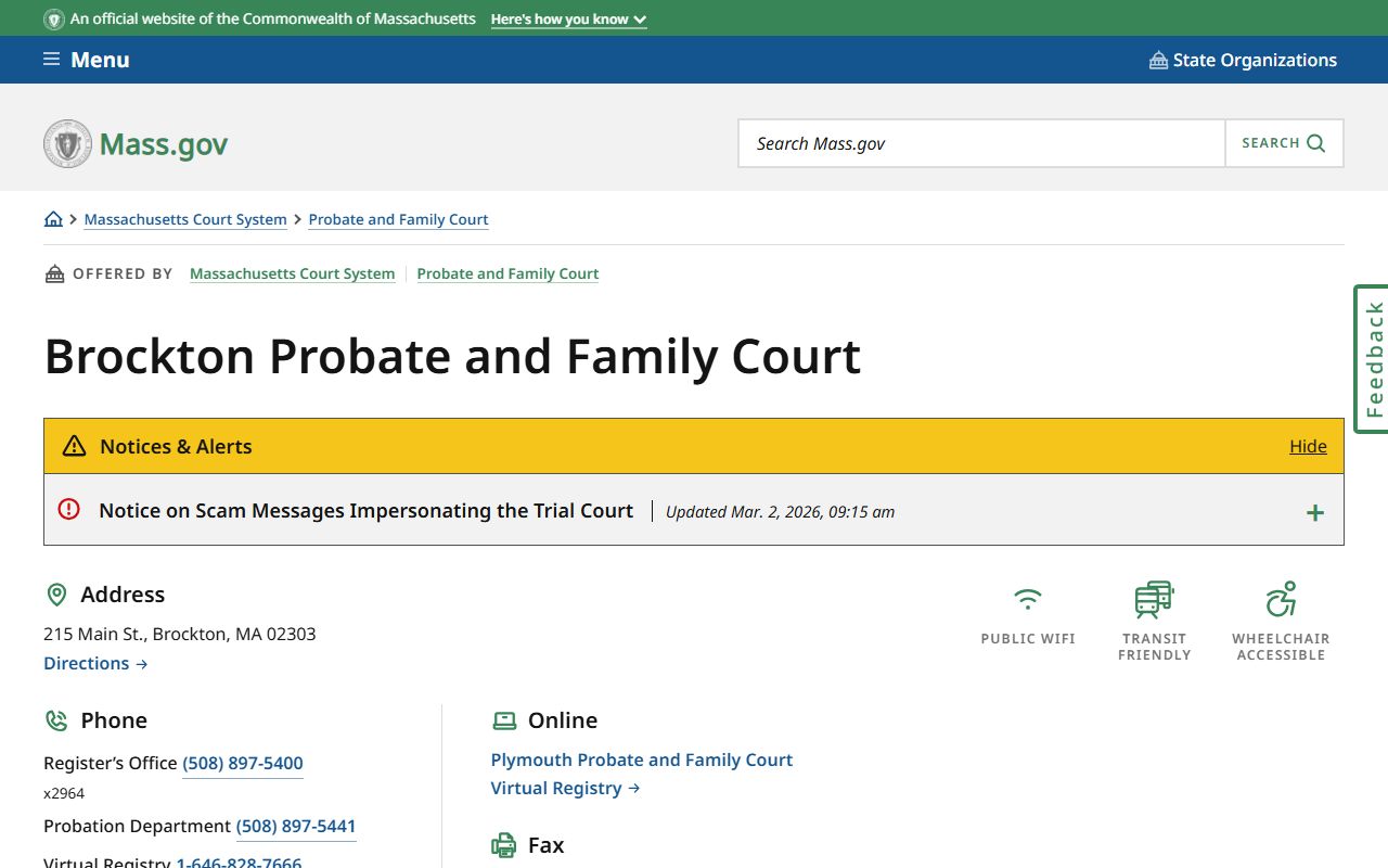 Brockton Probate and Family Court divorce records page