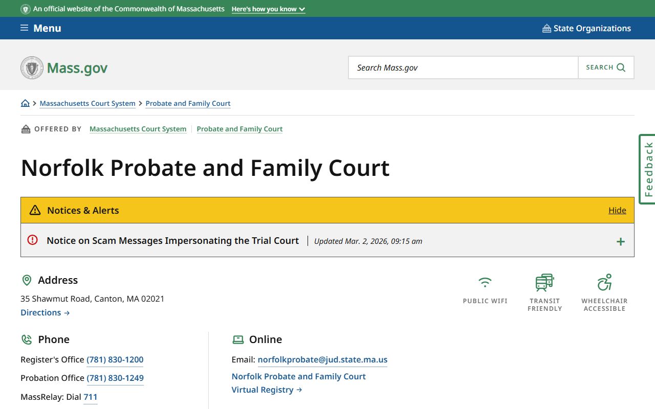 Brookline divorce records Norfolk County Probate and Family Court page