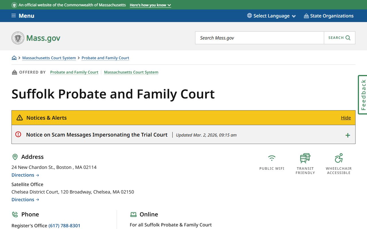 Revere divorce records Suffolk County Probate and Family Court page
