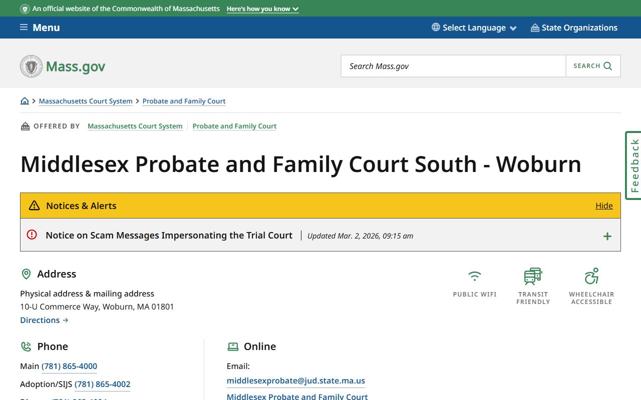 Middlesex Probate and Family Court South serving Somerville divorce records