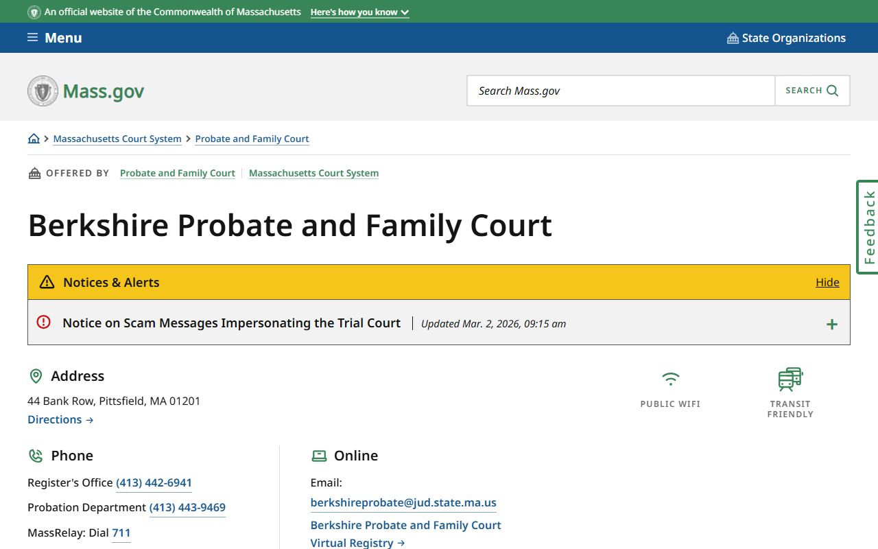 Berkshire County Probate and Family Court website for divorce records