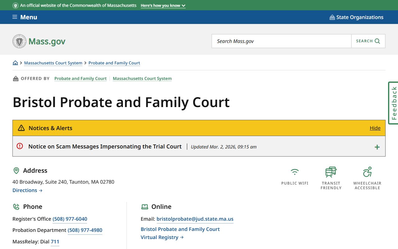 Bristol County Probate and Family Court for divorce records