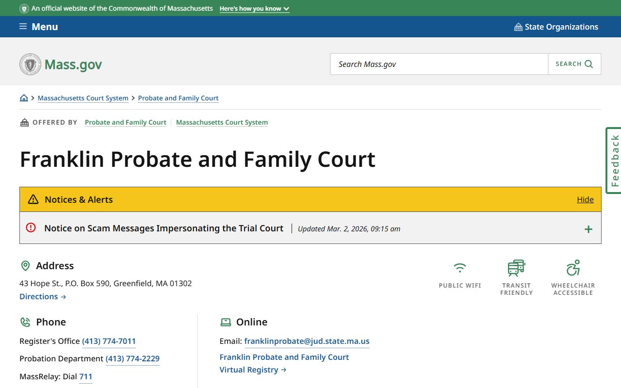 Franklin County Probate and Family Court website for divorce records