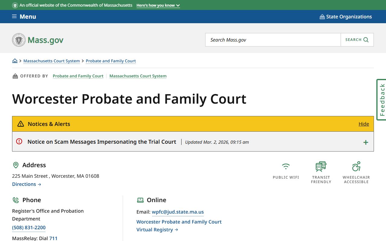 Worcester County Probate and Family Court for divorce records